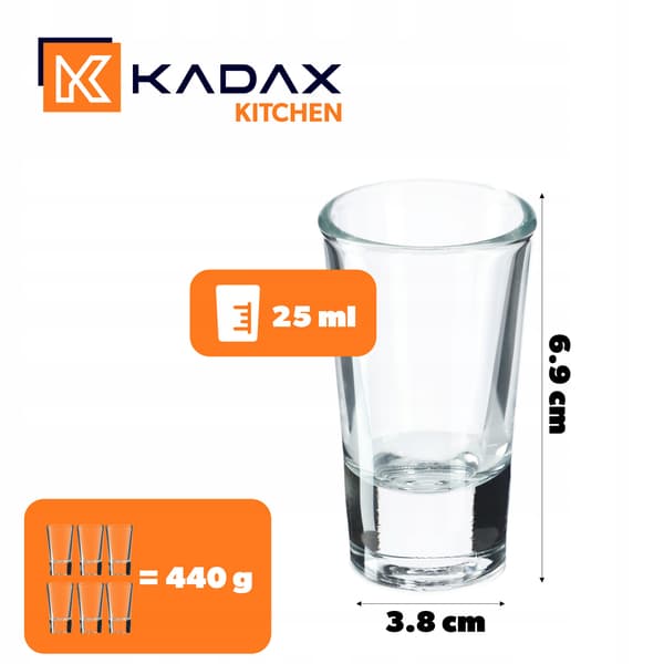 KADAX Classic Glass Vodka Shotglas 25ml Set med 12