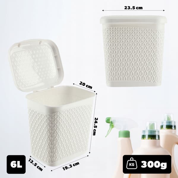 KADAX Vaskemiddelbeholder 6L Vaskemiddelkapsler Hvid