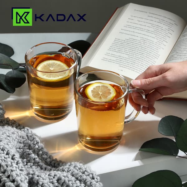 KADAX Winter te- og kaffeglas 410ml kopper med hank sæt med 6 glas