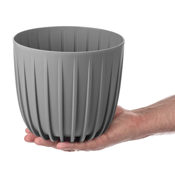 KADAX Urtepotte Urtepottedæksel 17,5 cm Rund Plastik Blomsterfod Grå