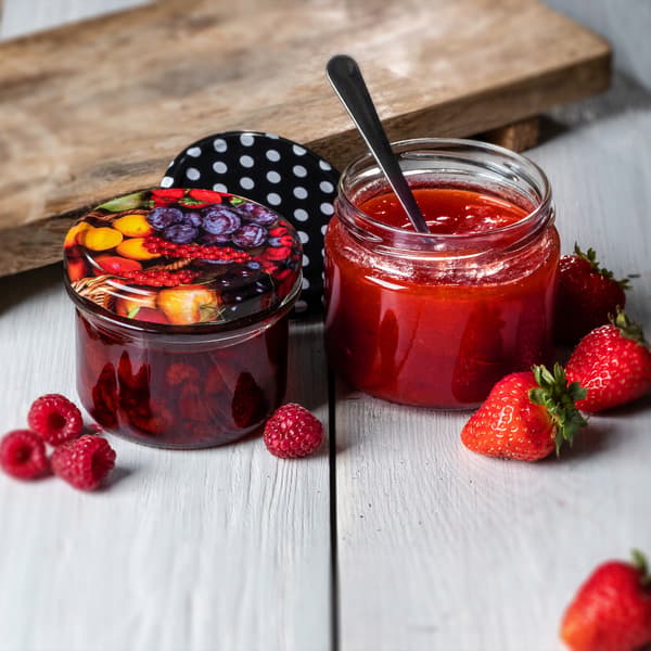 KADAX Glas 235 ml Glas til Honning, Marmelade til Stearinlys, Låg 10 stk. Fi82