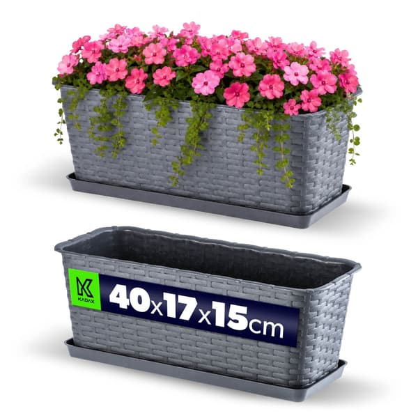 KADAX Balkonglåda Blomkruka med Blomställ 40 cm Grafit