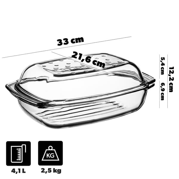 KADAX Rektangulär Ugnsform i Glas med Lock 4,1L