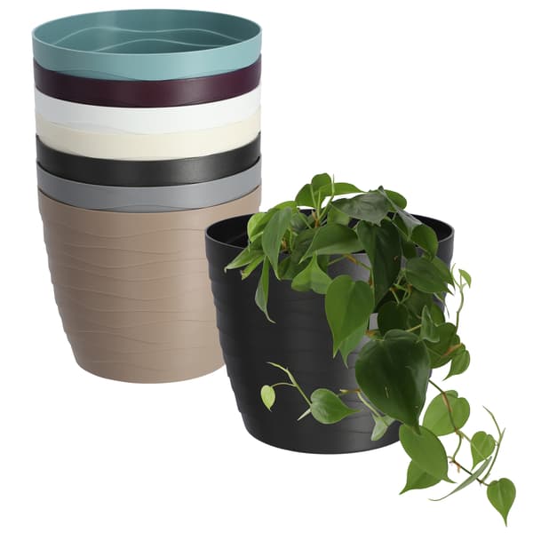 KADAX Urtepotte Plastikpotte til Blomster og Planter Sort Rund 15 cm