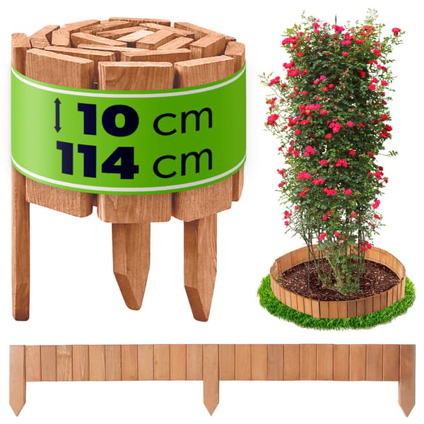 KADAX Palisade Trädgårdskant Trä Gräsmatta Staket Hamrad Ek 10x114