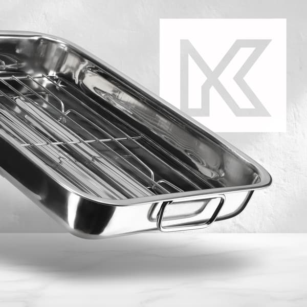 KADAX Stegeplade med grill til kylling og fisk, stålform, 40 cm