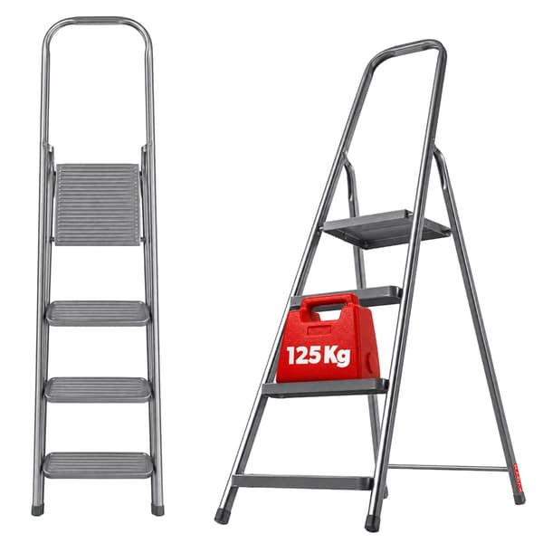 KADAX Stålstege 4 Steg Hem Hopfällbar Stege Solid 125kg