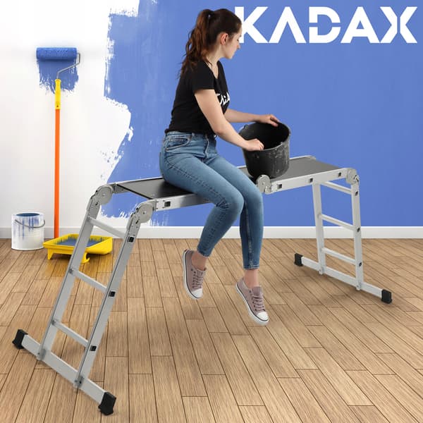 KADAX Aluminium Husholdningsstige 4x3 Foldbar Multifunktionsstige 150kg