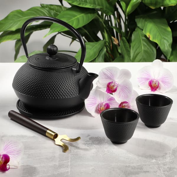 KADAX urtete-infuser støbejerns tekande 850ml kande + 2 kopper sort