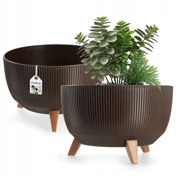KADAX Urtepotte Havepotte med Ben til Blomster Stor Rund Indsatsskål 40 cm