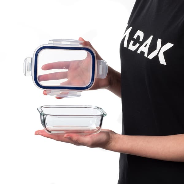 KADAX Glasmatbehållare 370ml med lock Matlåda 3x