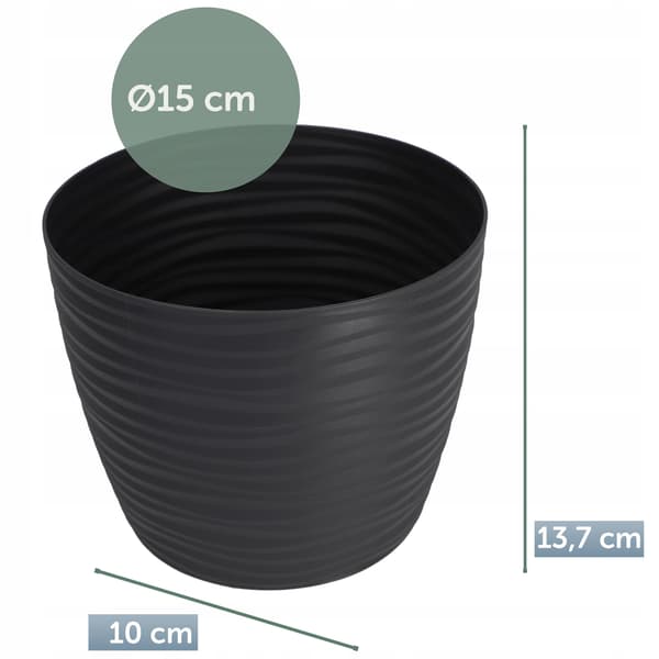 KADAX Urtepotte 15cm Rund Plastik Urtepotte Antracit