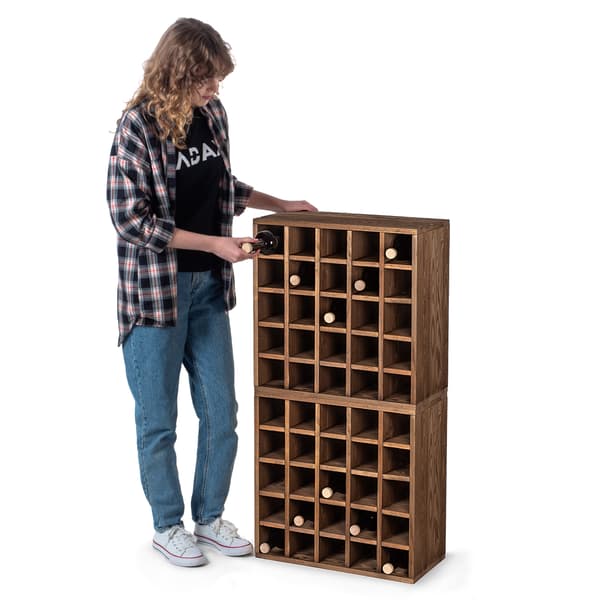 KADAX Vinställ i trä, 50 flaskor, alkoholskåp, 104 cm, set om 2