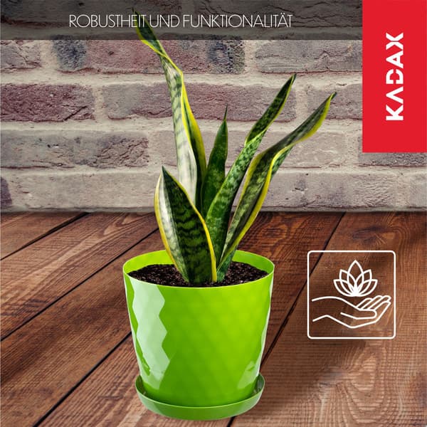 KADAX Urtepotte med Blomsterfod, Rund Låg, Plast, Grøn, 20 cm