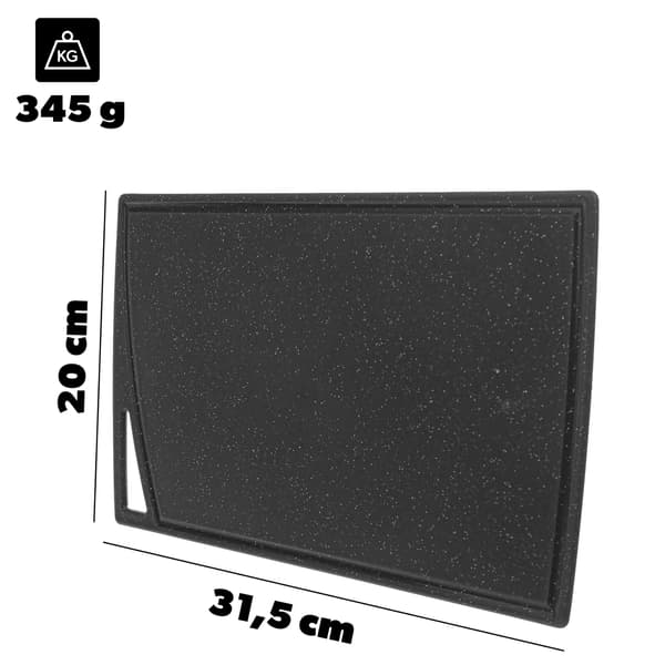 KADAX Plast skärbräda för kök halkfri svart bricka 31,5x20 cm