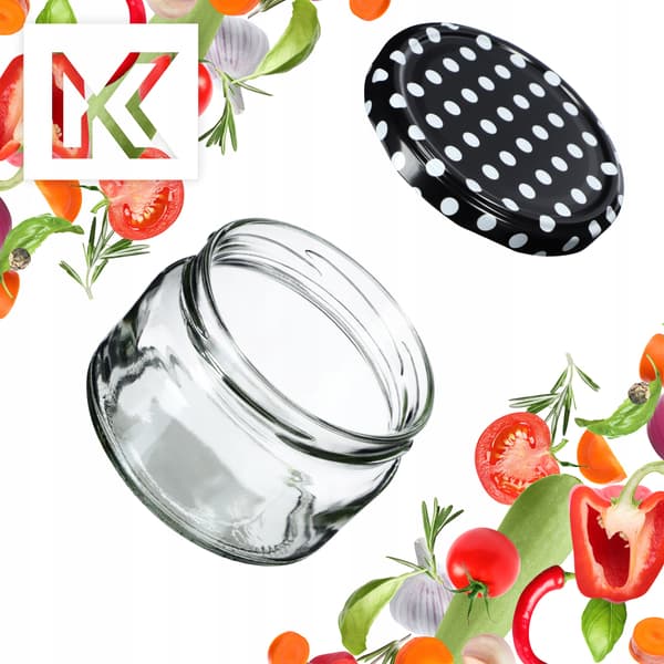 KADAX Denia purkituspurkit 250ml 50kpl 82mm + kansi "Mustat herneet"