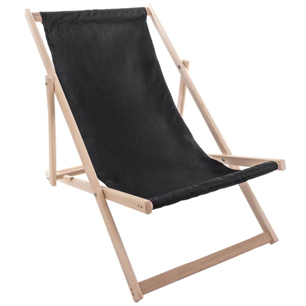 KADAX Træ Have Strand Liggestol Sammenklappelig til Terrasse Sort Poleret Producent