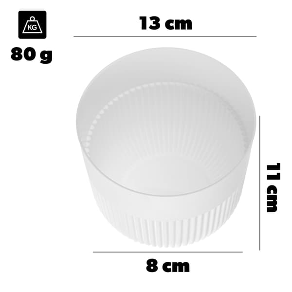 KADAX Blomkruka, Blomkruksskydd, 13 cm, Plast, Rund, Räfflad, Vit