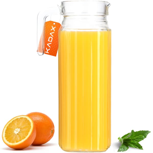 KADAX Glaskande til Drikkevarer, Vand, Juice, Glaskaraffel til Lemonade 1,1L