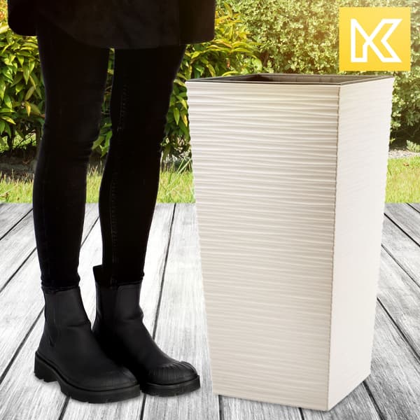 KADAX Blomkruka med insats, lock, blomställning, hög, trädgård, creme, 29x57cm