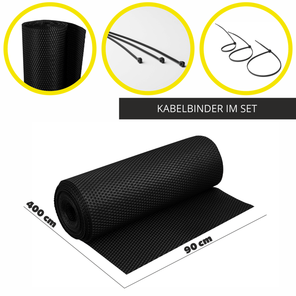 KADAX Technorattan altanoverdækning 0,9x4M sort måtte altanterrassehegn premium