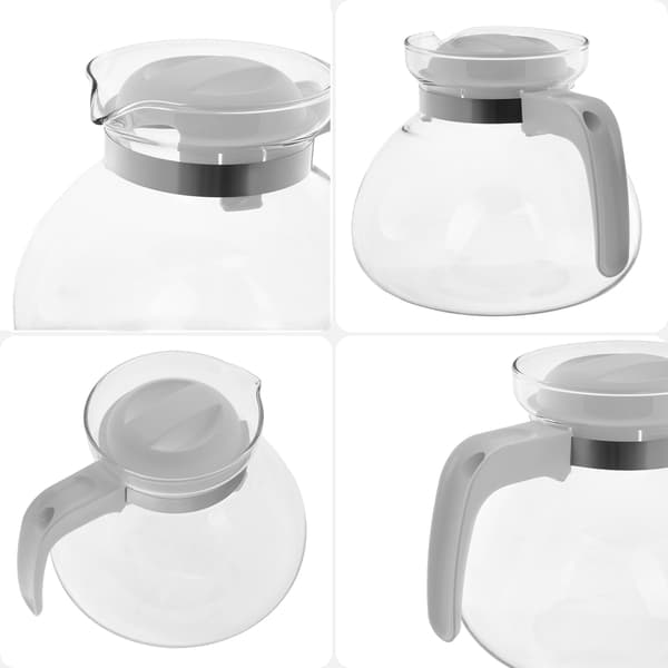 KADAX Glaskanna med te och kaffe 1,7 l värmebeständig för drycker med lock vit