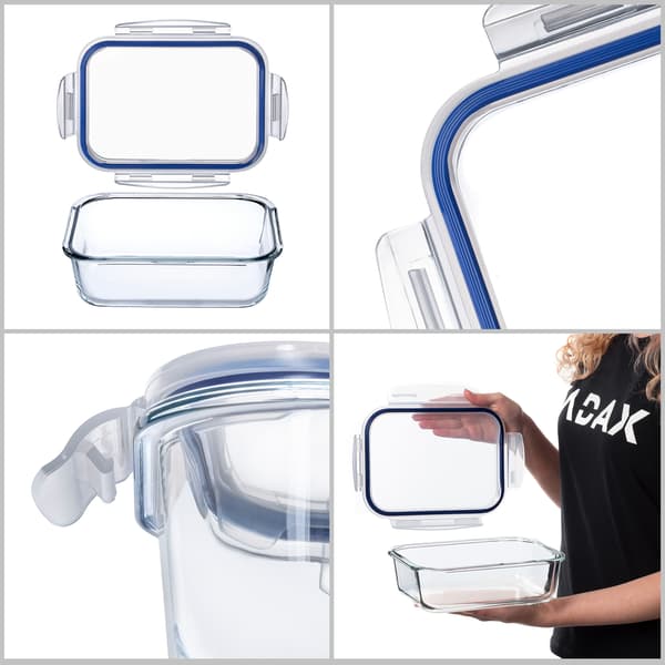 KADAX Glasmatbehållare 1520ml Med Lock Matlåda 3x