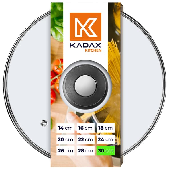 KADAX Glaslåg 30 cm Universal Varmebestandigt Gryde- og Pandedæksel