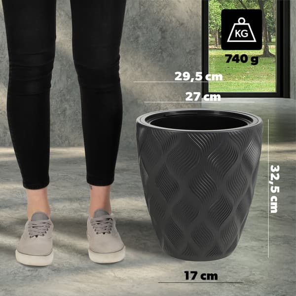 KADAX Urtepotte med Indsats 32cm Urtepottedæksel Plast Høj