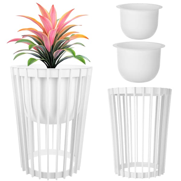 KADAX Loft Dobbeltsidet Blomsterstander Hvid 53,5 cm + 2x Indsatser
