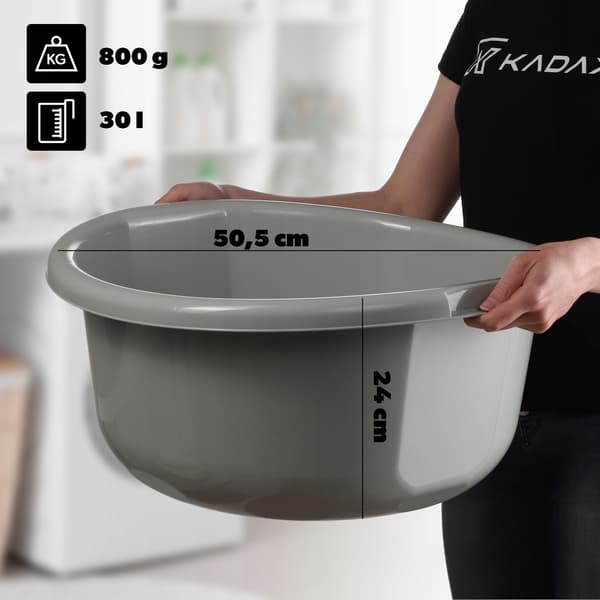 KADAX Plasttvättskål 30L Stor Rund Enfärgad Grå
