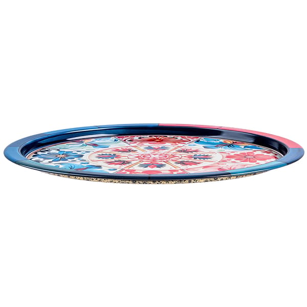KADAX Dekorativ serveringsbakke rund metal mosaik stor 32,5 cm