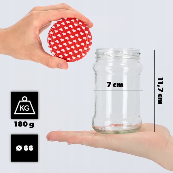 KADAX Seno purkituspurkit 315ml 50kpl 66mm + "Hearts" kansi