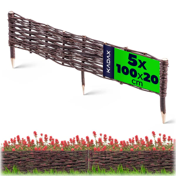KADAX Trädgårdspalissadkantstängsel i rotting 100x20 cm, 5-pack