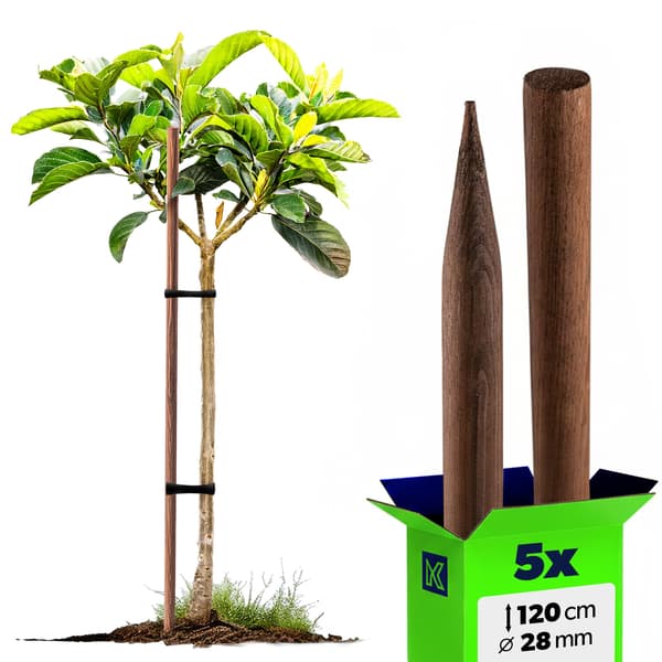 KADAX Puukepit Teroitetut Kyllästetyt Kepit 120cm Tukikeppi Fi 28mm 5kpl