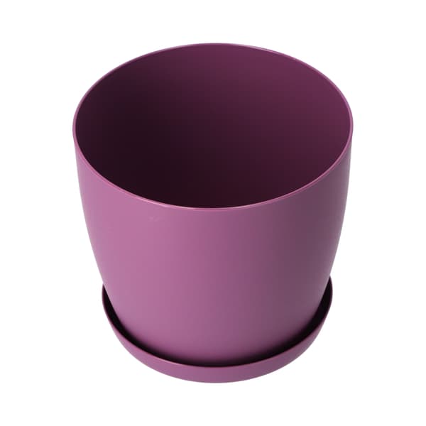 KADAX Urtepotte med Underkop Plastikpotte 16cm Låg Blomster Lilla Mat