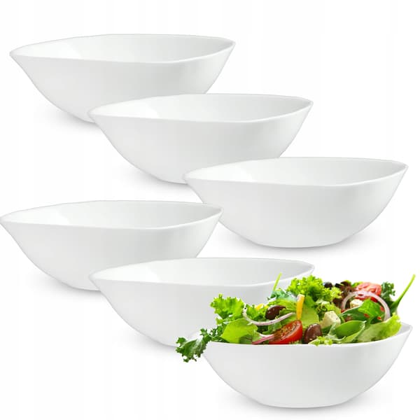 KADAX Salladsskål 19 cm Glasskålar för Soppa och Snacks Vit Set om 6