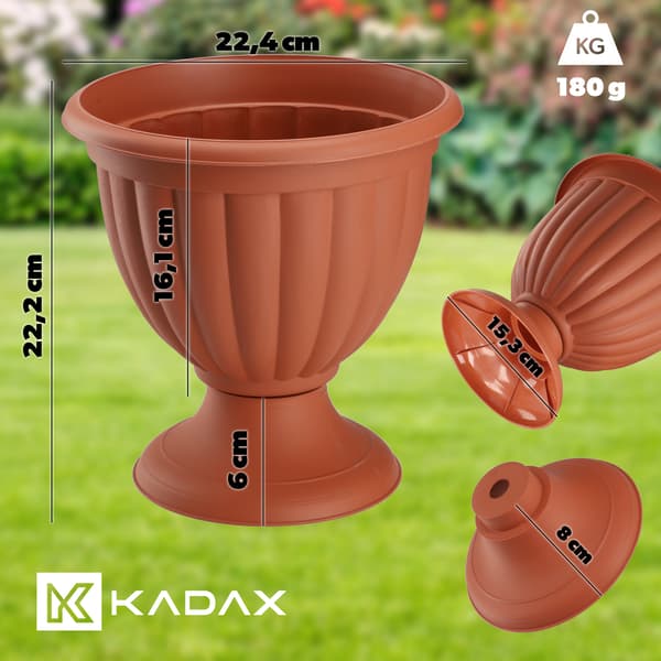 KADAX Urtepotte Havepotte Plæne 23 cm Låg Urtepotte Terrasse Have Terrakotta
