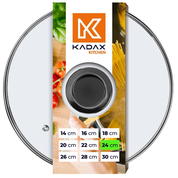 KADAX Glaslock 24 cm Universal Värmebeständigt Gryta- och Stekpannalock