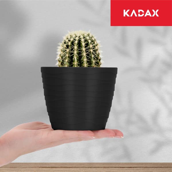 KADAX Urtepotte Plastikpotte til Blomster og Planter Sort Rund 11 cm