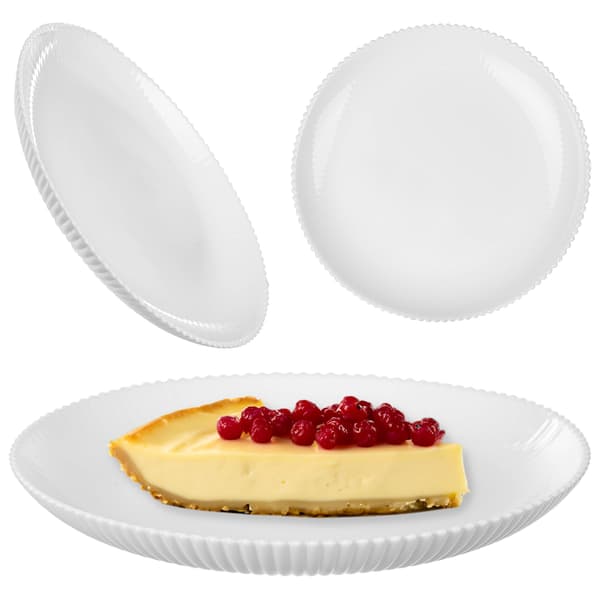 KADAX Desserttallrik 19 cm Kaktallrikar Vita Räfflade Opalglas Platta