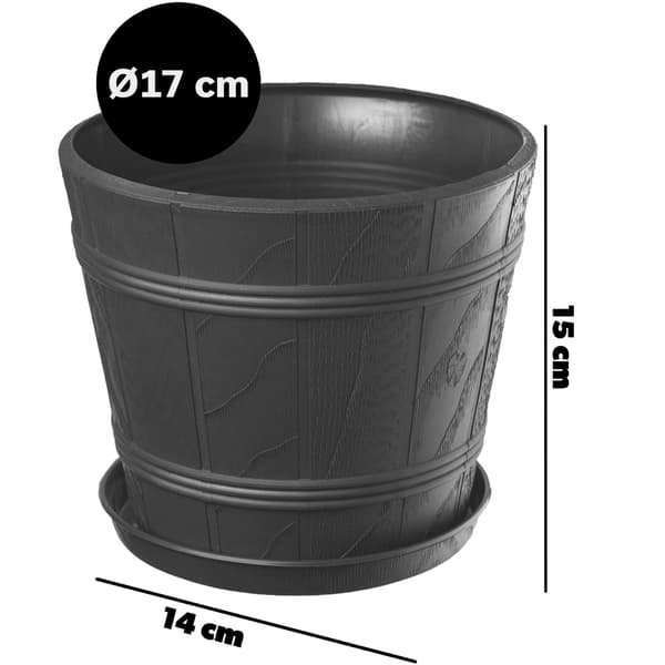 KADAX Urtepotte med Blomsterfod, Rund Låg, 17 cm, Plast, Grafit