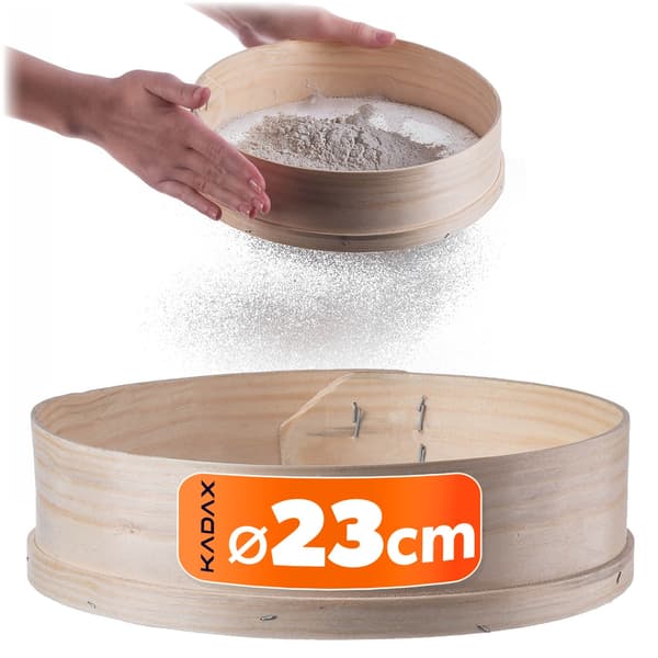 KADAX Puinen siivilä 23 cm jauhoille, tomusokerille, keittiölle