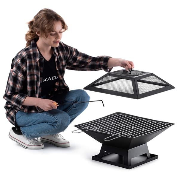 KADAX Havekulgrill, Bålplads, Grill med Ristdæksel, 46 cm