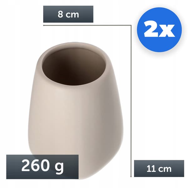 KADAX Badrumstandborstekopp Tandkräm Keramikbehållare Beige 2 st