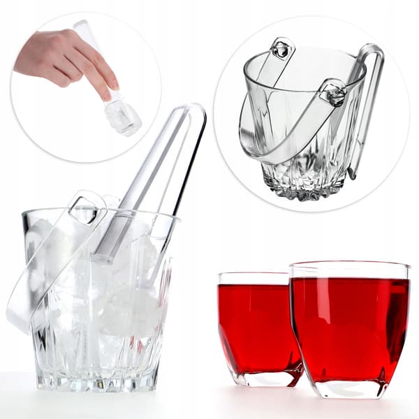 KADAX Jääämpäri Lasipurkki Pihdeillä Jääpihdit 800ml 0.8L