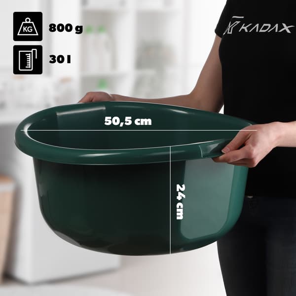 KADAX Tvättbalja Rund Stor Plastbalja Helgrön 30L