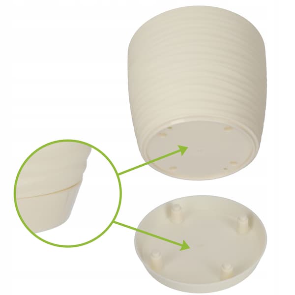 KADAX Urtepotte 17cm Rund Plastik Urtepotte Låg Creme