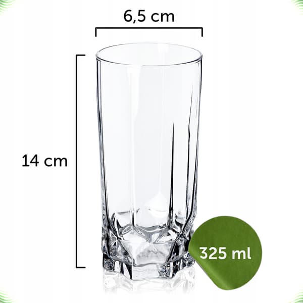 KADAX Dricksglas 6x 325ml Vatten Högt Set Glasset