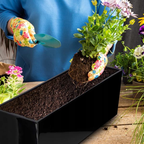 KADAX Urtepotte Balkonkasse med Indsats Blomsterfod Sort Gloss 19x56cm